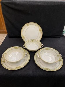 Taza de sopa vintage con 2 asas y platillo Checoslovaquia HW 3 juegos en EC - Imagen 1 de 12