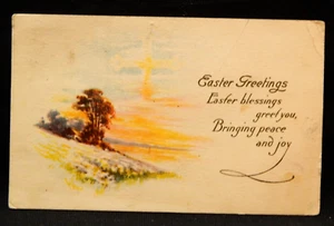 EASTER GREETINGS SUNSET SCENE POSTMARKED - Picture 1 of 2