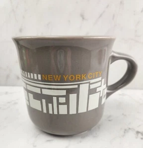 FISHS EDDY Large Grey Taupe Yellow NEW YORK CITY Coffee Mug - Picture 1 of 6