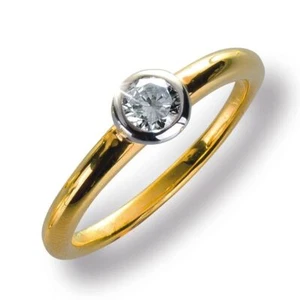 Anillo de mujer oro amarillo 585 brillante 0,26 quilates Diamante dorado viola de lujo - Imagen 1 de 2