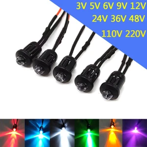 5mm LED Emitting Diode 3V 6V 12V 24V 36V 48V 110V 220V Prewired 20cm with Holder - Bild 1 von 17