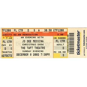 Biglietto concerto JO DEE MESSINA Stub CINCINNATI 12/8/02 TAFT SPETTACOLO DI NATALE raro - Foto 1 di 2