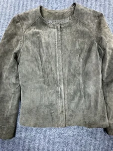 Alfani Suede Leather Jacket Women's Large Brown Zip up Lightweight Long Sleeve - Picture 1 of 8