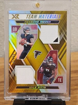 Desmond Ridder Kyle Pitts 2022 Panini XR Team Materials Gold /10 Falcons - Image 1 of 4