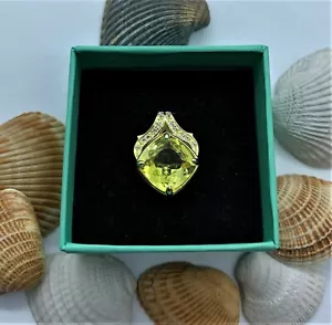 Certified Flawless Heated Yellow Sapphire Pendant in 18k Gold Plated Sterling - Picture 1 of 11