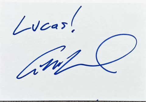 Eric McCormack Signed In Person 4x6 Index Card In Top Loader - Authentic Cover