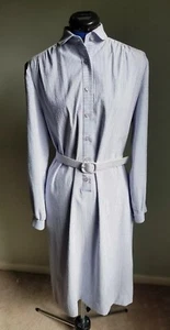 Henry-Lee Dress Belted Striped Shirtwaist Vintage 1980s Size 8 - Picture 1 of 11