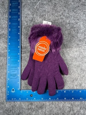 Luvas Wonder Nation para meninas jovens tamanho único roxo acrílico poliéster pele sintética NOVO - Imagem 1 de 4