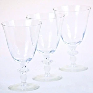 Cristal D Arques Durand La Clusaz Water Goblets Glass Frosted Ball Stem Set 3 - Picture 1 of 9