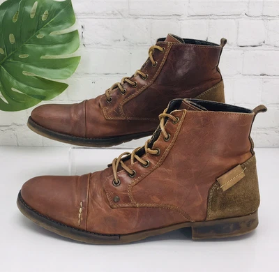 Bull Boxer Delden Bota de Combate Militar Para Hombre 12 Marrón Cuero Puntera Con Cordones Foto 1 de 4