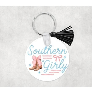 Southern Girly Western Quaste Schlüsselanhänger individueller Schlüsselring - Bild 1 von 1