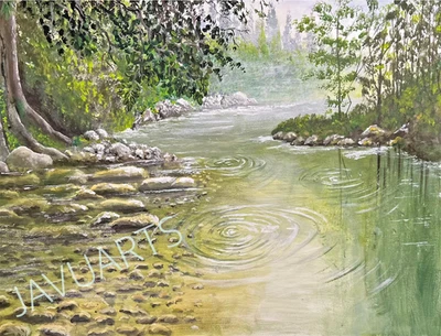 Original acrylic painting 18”x 24” stretched canvas, Landscape, ready to hang — 第 1/2 张图片