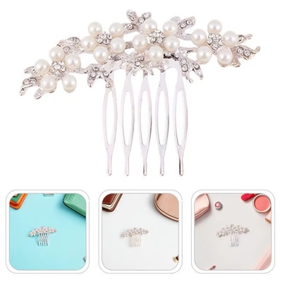  2 Pcs Accessori Acconciatura Sposa Per Capelli Barrette Di Cristallo Pettini Da - Immagine 1 di 4
