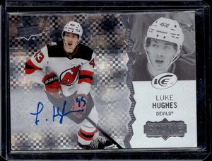 LUKE HUGHES 2023-24 Ice SP White Snowflake Auto Rookie Card #127 UD 23/24 SSP !! - Picture 1 of 2