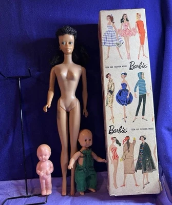 Mattel Vintage Ponytail Barbie Doll With No Eyebrows Or Painted Lips - Image 1 of 4