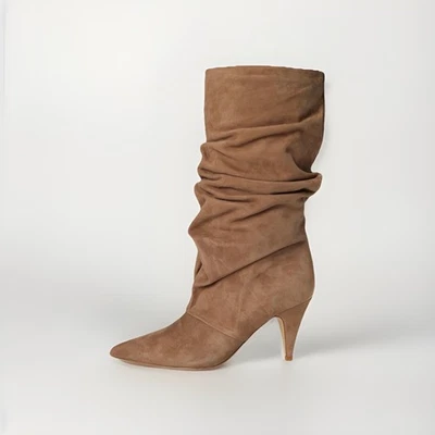 Bota Feminina Marc Fisher LTD Paityn Bezerro Médio, Camurça Natural Claro 111, 8 - Imagem 1 de 4