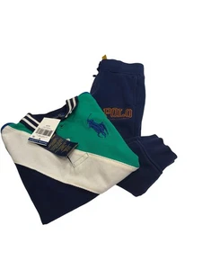 Ralph Lauren Jungen 2-teiliges Set Big Pony Poloshirt Neu mit Etikett & marineblau Jogginghose Gr. 2T - Bild 1 von 14