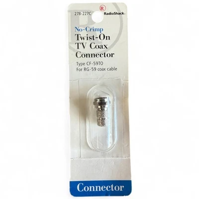 Radio Shack 278-0227 Twist-On TV Coax F COnnector For 75-ohm RG-59 coax cable - Image 1 of 2