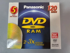 Panasonic 120 Minute DVD-RAM Version 2.1 3X-Speed 4.7 GB 5 Pack Single-Sided NEW - Picture 1 of 5