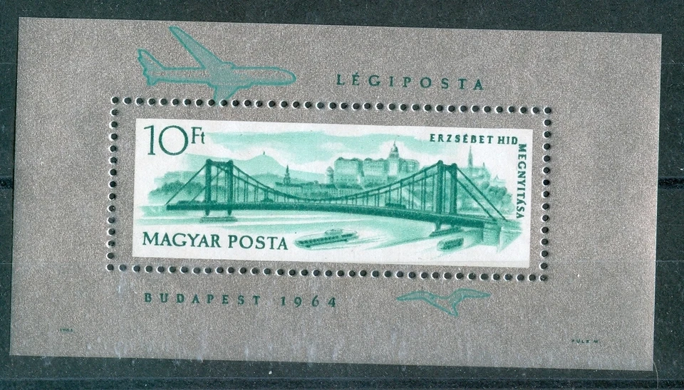 HUNGARY-1964. Souv.Sheet Airpost -Elizabeth Bridge-Special Perf. MNH!!! CV:27EUR - Image 1 of 1