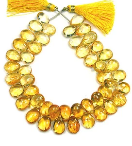 MULTI YELLOW CITRINE SMOOTH PEAR BRIOLETTE 47! BEADS 246N 11x8x3.5mm to 13x9x6mm - Picture 1 of 1