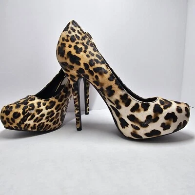 Charlotte Russe Leopard Print SHOES Womens Size 8 Pumps Platform Heels - Image 1 of 4