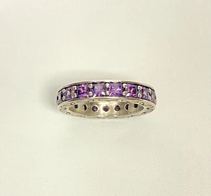 PANDORA 925 Infinity Fancy Purple CZ Stackable Ring SIZE 7 BEAUTIFUL - Picture 1 of 7