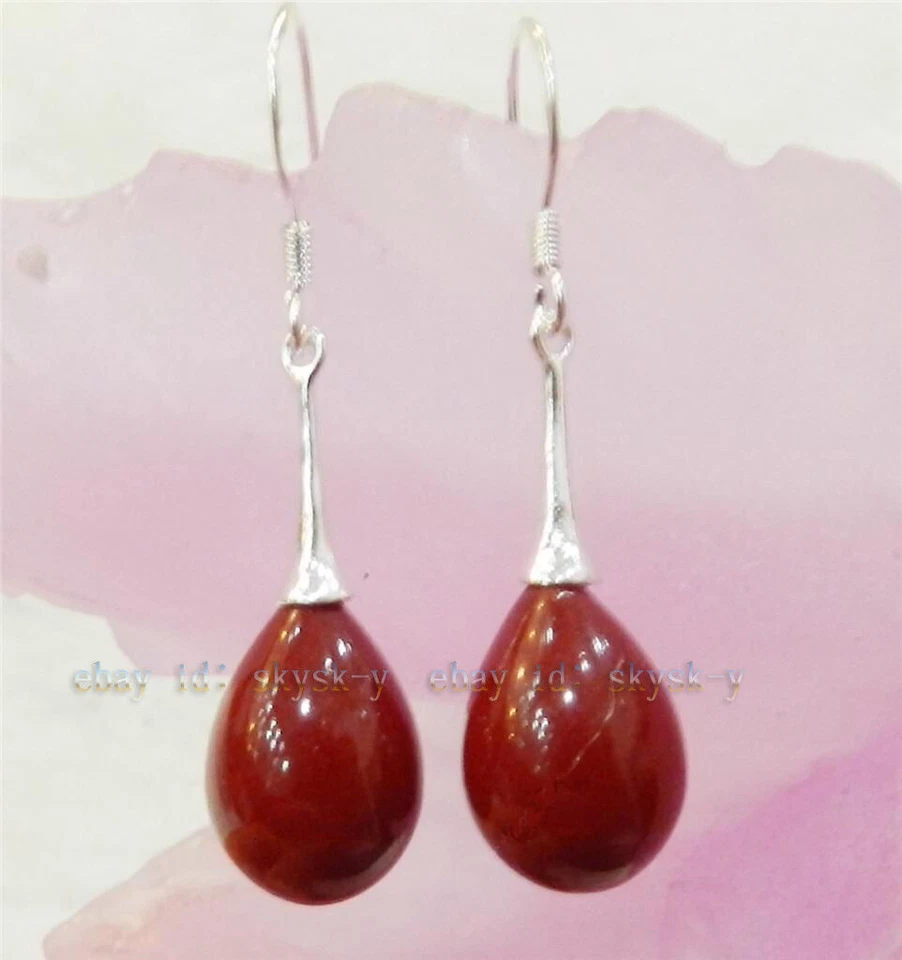 RAFFINATI ELEGANTI ORECCHINI GOGGIA CORALLO NATURALE GANCIO argento 925 sterling - Immagine 1 di 3