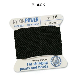 Griffin® PowerNylon Perlseide Faden Schnür mit Nadel 2m Länge versch. Größen - Bild 1 von 22