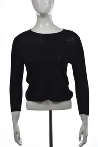 Tahari Womens Sweater Size PS Petite Black Long Sleeve Rayon Crewneck - Picture 1 of 4