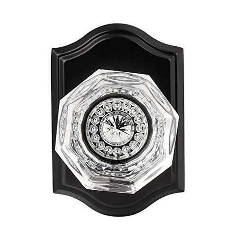 Crystal Dummy Door Knob,Glass Interior Door Handle Matte Black No Cover