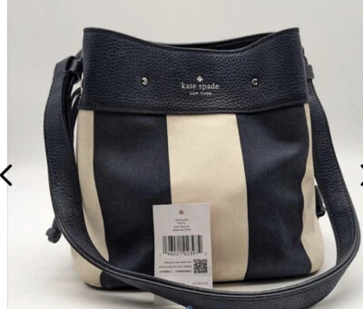 Kate Spade Stripe Jacquard Blazer Blue Bucket Handbag Purse  $325 - Image 1 of 4