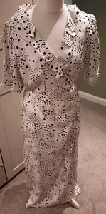 Next Maxi Dress Size 18 White Black Polka Dot Ruffle V-neck Side Ruched ORP £58 - Picture 1 of 13