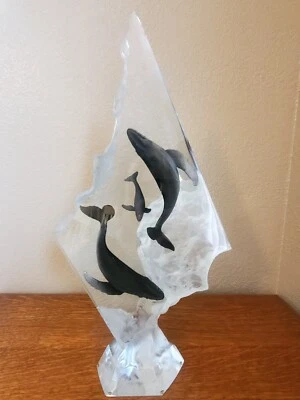 Escultura Wyland Lucite "Sounding Seas" AP/200 prueba de artista valor estimado $6850 certificado de autenticidad Foto 1 de 4
