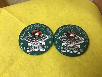 2 Collectible 1993 MLB All-Star Game Buttons Pins 7774/25,000 Baltimore Orioles - Image 1 of 4