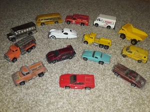 Vintage RARE Hot Wheels Lot 14 Bus Cement Fire Wonder Bread Dump Tow Trucks 80s - Picture 1 of 8