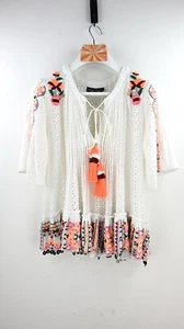 Hemant & Nandita embroidered short sleeve blouse in white size S - Picture 1 of 15