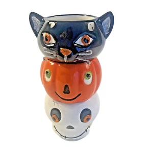 Hallmark Halloween Tea Light Votives Jack O'Lantern Skull Black Cat Candles NIB - Picture 1 of 12