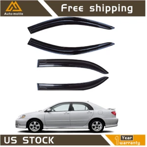 For 2003-2008 Toyota Corolla JDM Wavy 3D Style Smoked Window Visors Vent Shade - Picture 1 of 10