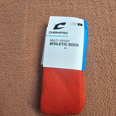 Champro Multi-Sport Athletic Sock AS2L - Orange - Large Tube Over The Calf U5a - Image 1 of 4