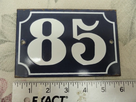Vintage Style Blue Enamel Porcelain French House Number Door Steel Metal Sign 85 Cover
