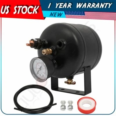 Tanque de bocina de aire negro de 0,5 galones 150 PSI con interruptor de medidor de aire para bocina de camión de tren Foto 1 de 4