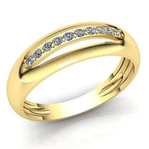 Genuine 0.5ct Round Cut Diamond Mens Modern Anniversary Wedding Band 18K Gold - Picture 1 of 14