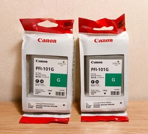 2 cartouches d'encre originales pour imprimante Canon PFI-101 G Green iPF5000 5100 6100 6200 - Photo 1/2