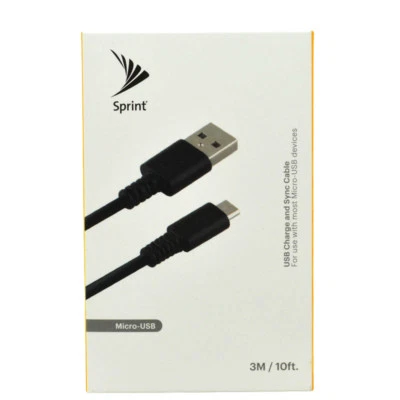  Micro USB to USB-A Charge and Sync Data Cable  3M/10FT  Sprint  Black - Image 1 of 3