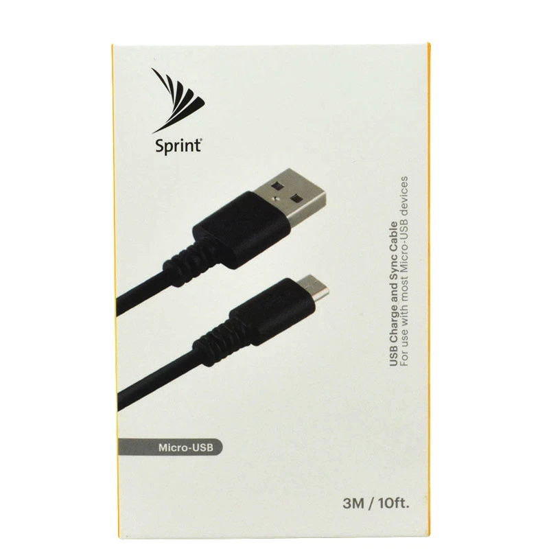  Micro USB to USB-A Charge and Sync Data Cable  3M/10FT  Sprint  Black - Image 1 of 3
