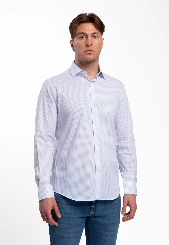 Camicia Uomo Manica Lunga Cotone Microfantasia INGRAM 5T061-30-SLI-C - Immagine 1 di 4