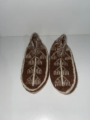 Creme Marrom Hand Knitted estampa listrada Senhoras meias Cano Risadinha tamanho 3/4 Uk - Imagem 1 de 4