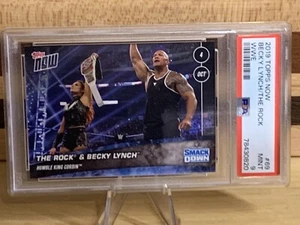 2019 Topps Now WWE #69 THE ROCK & BECKY LYNCH SSP to /118 PSA 9 MINT Low Pop 6 - Picture 1 of 3
