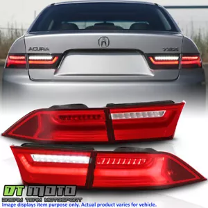 2004-2008 Acura TSX Red Clear LED Tube Tail Lights Brake Lamps 4pcs Left+Right - Picture 1 of 9